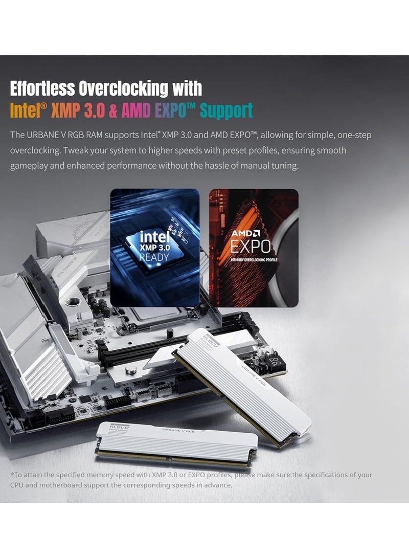 klevv ذاكرة رام كليڤ URBANE V RGB DDR5 سعة 32GB (2x16GB) بتردد 6000MHz CL30 A-DIE 1.35V لألعاب الكمبيوتر بشريحة SK Hynix ودعم XMP 3.0 / جاهز AMD Expo (KD5AGUA80-60A300M) - Image 5